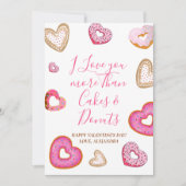 Spaß Valentine Liebe mehr als Donuts Niedlich Vale Dankeskarte (Vorderseite)