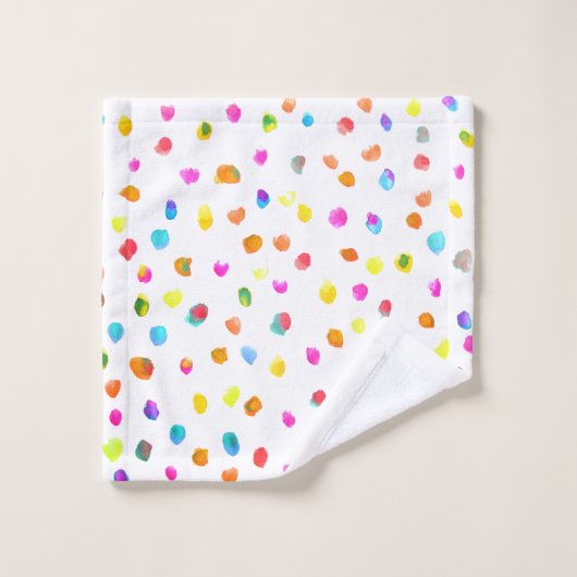 Spaß verrückte bunt Polka Punkte fröhlich Badhandtuch Set (Waschlappen)