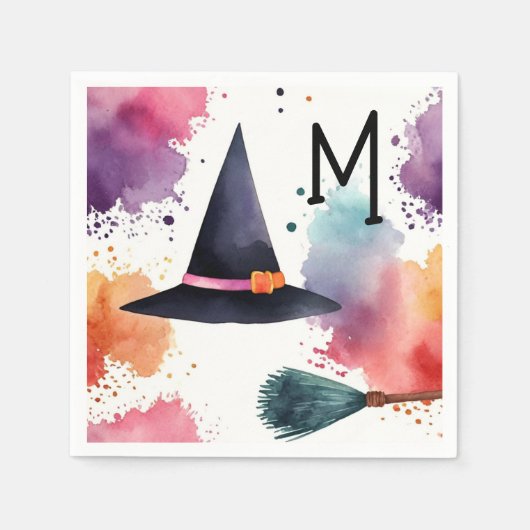 Spaß verzaubern farbiges Halloween Hexenwasser Serviette (Vorderseite)