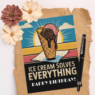 Spaß Vintag Retro Eiscreme Kone, Geburtstag Postkarte