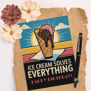 Spaß Vintag Retro Eiscreme Kone, Geburtstag Postkarte