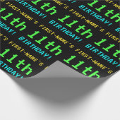 Spaß Vintag/Retro Videospiel Schauen 11. Geburtsta Geschenkpapier (Ecke)