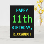 Spaß Vintag/Retro Videospiel Schauen 11. Geburtsta Karte (Gelbe Blume)