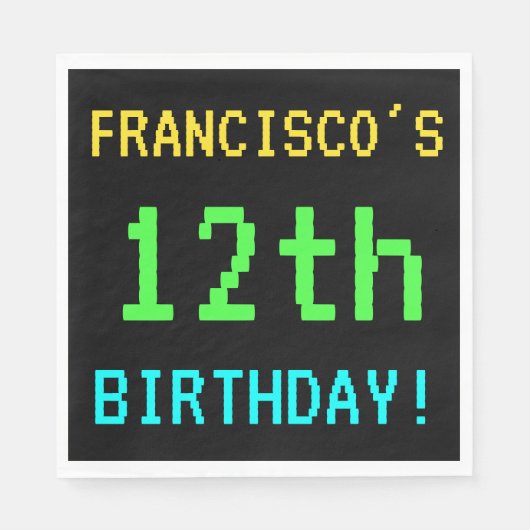 Spaß Vintag/Retro Videospiel Schauen 12. Geburtsta Serviette (Vorderseite)