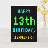 Spaß Vintag/Retro Videospiel Schauen 13. Geburtsta Karte (Gelbe Blume)