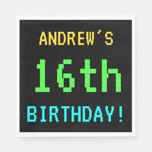 Spaß Vintag/Retro Videospiel Schauen 16. Geburtsta Serviette (Vorderseite)