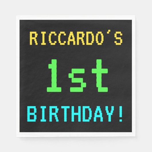 Spaß Vintag/Retro Videospiel Schauen 1. Geburtstag Serviette (Vorderseite)