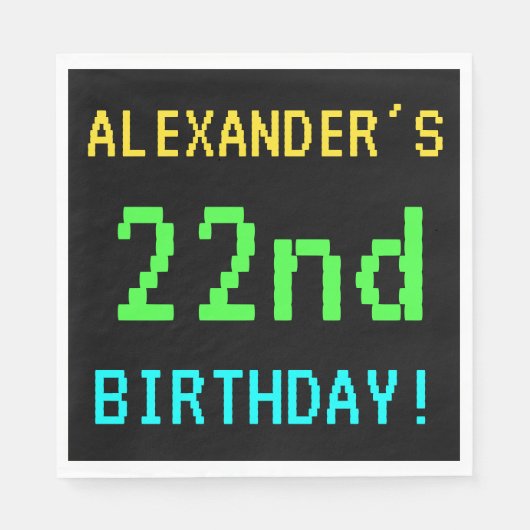 Spaß Vintag/Retro Videospiel Schauen 22. Geburtsta Serviette (Vorderseite)