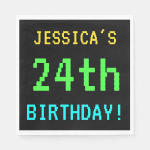 Spaß Vintag/Retro Videospiel Schauen 24. Geburtsta Serviette