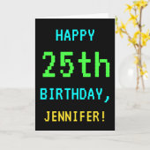 Spaß Vintag/Retro Videospiel Schauen 25. Geburtsta Karte (Gelbe Blume)