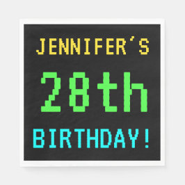 Spaß Vintag/Retro Videospiel Schauen 28. Geburtsta Serviette