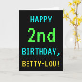 Spaß Vintag/Retro Videospiel Schauen 2. Geburtstag Karte (Gelbe Blume)