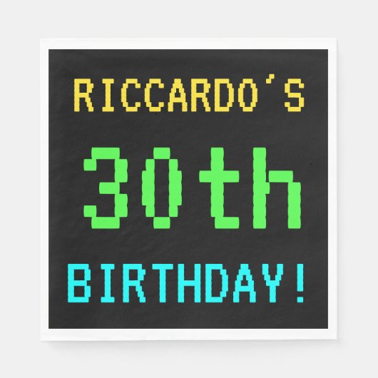 Spaß Vintag/Retro Videospiel Schauen 30. Geburtsta Serviette (Vorderseite)