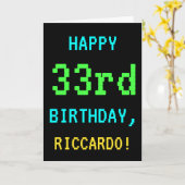 Spaß Vintag/Retro Videospiel Schauen 33. Geburtsta Karte (Gelbe Blume)