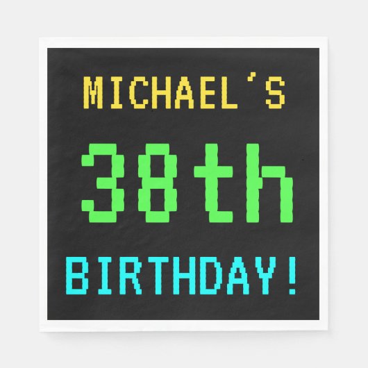 Spaß Vintag/Retro Videospiel Schauen 38. Geburtsta Serviette (Vorderseite)