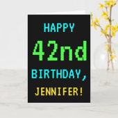 Spaß Vintag/Retro Videospiel Schauen 42. Geburtsta Karte (Gelbe Blume)