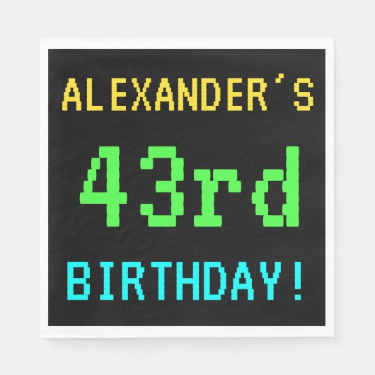 Spaß Vintag/Retro Videospiel Schauen 43. Geburtsta Serviette (Vorderseite)