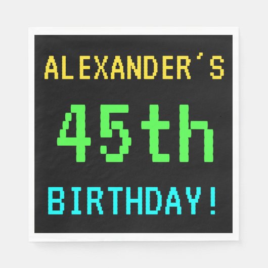 Spaß Vintag/Retro Videospiel Schauen 45. Geburtsta Serviette (Vorderseite)