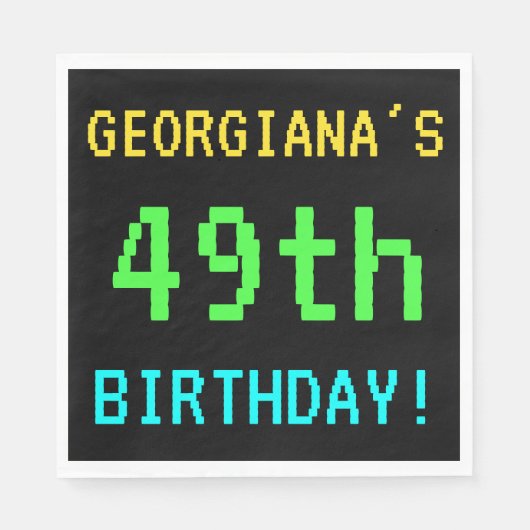 Spaß Vintag/Retro Videospiel Schauen 49. Geburtsta Serviette (Vorderseite)