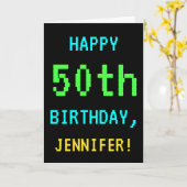 Spaß Vintag/Retro Videospiel Schauen 50. Geburtsta Karte (Gelbe Blume)