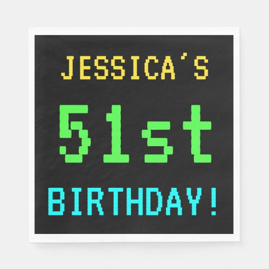 Spaß Vintag/Retro Videospiel Schauen 51. Geburtsta Serviette (Vorderseite)