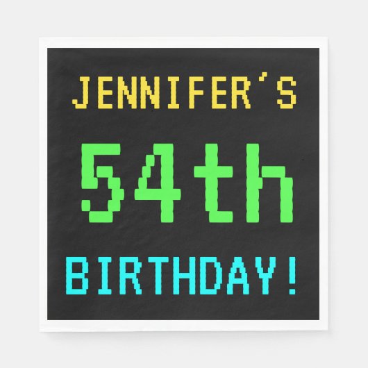 Spaß Vintag/Retro Videospiel Schauen 54. Geburtsta Serviette (Vorderseite)