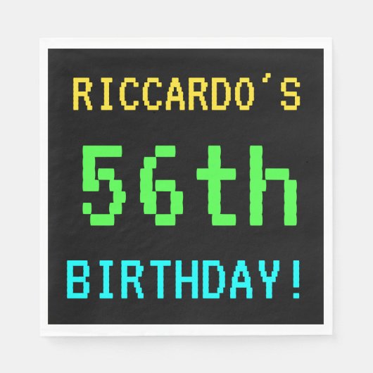 Spaß Vintag/Retro Videospiel Schauen 56. Geburtsta Serviette (Vorderseite)