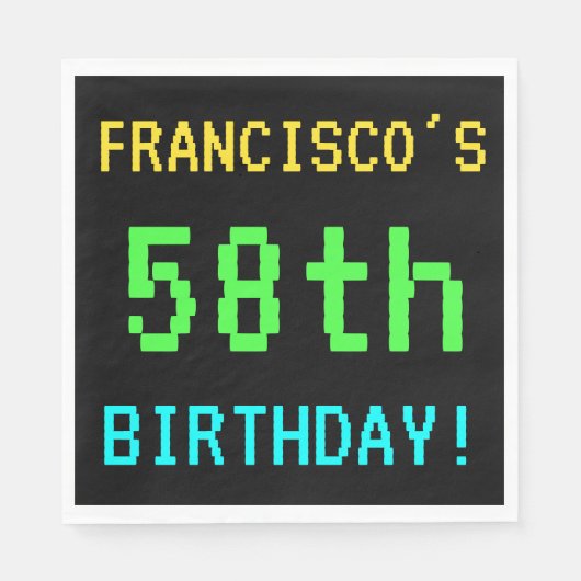 Spaß Vintag/Retro Videospiel Schauen 58. Geburtsta Serviette (Vorderseite)