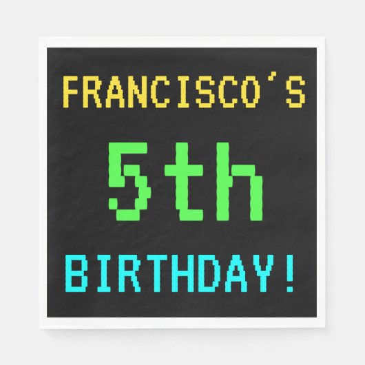 Spaß Vintag/Retro Videospiel Schauen 5. Geburtstag Serviette (Vorderseite)