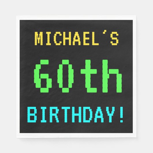 Spaß Vintag/Retro Videospiel Schauen 60. Geburtsta Serviette (Vorderseite)