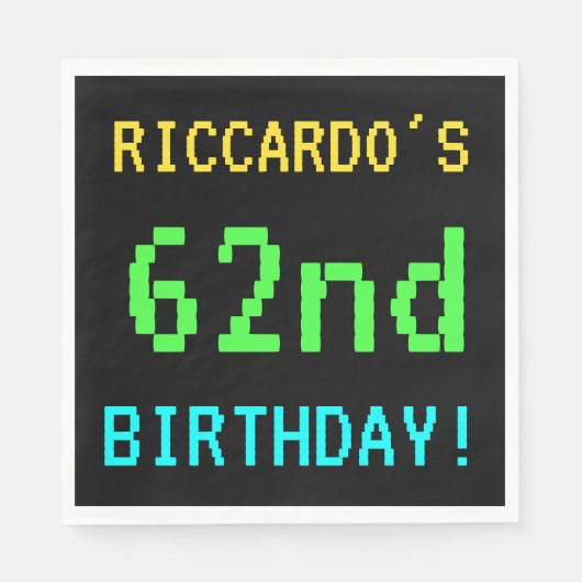 Spaß Vintag/Retro Videospiel Schauen 62. Geburtsta Serviette (Vorderseite)