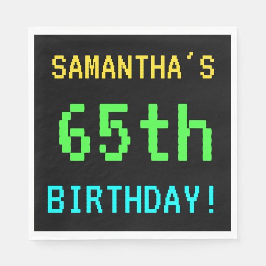 Spaß Vintag/Retro Videospiel Schauen 65. Geburtsta Serviette (Vorderseite)