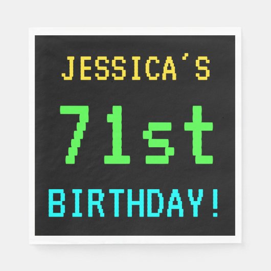 Spaß Vintag/Retro Videospiel Schauen 71. Geburtsta Serviette (Vorderseite)