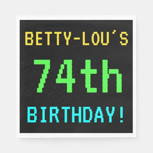 Spaß Vintag/Retro Videospiel Schauen 74. Geburtsta Serviette (Vorderseite)