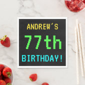 Spaß Vintag/Retro Videospiel Schauen 77. Geburtsta Serviette (Beispiel)