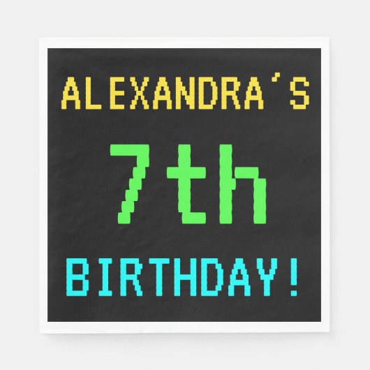 Spaß Vintag/Retro Videospiel Schauen 7. Geburtstag Serviette (Vorderseite)