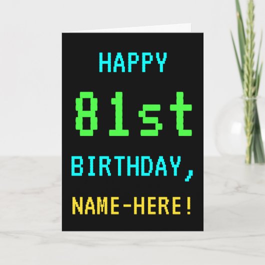 Spaß Vintag/Retro Videospiel Schauen 81. Geburtsta Karte (Vorderseite)