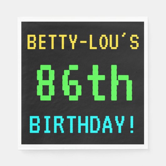 Spaß Vintag/Retro Videospiel Schauen 86. Geburtsta Serviette (Vorderseite)