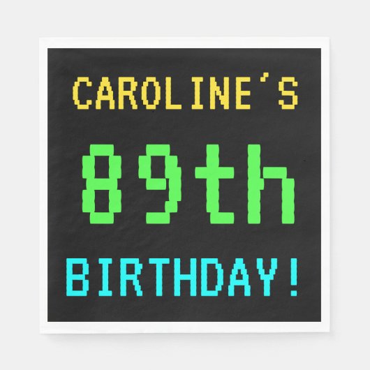 Spaß Vintag/Retro Videospiel Schauen 89. Geburtsta Serviette (Vorderseite)