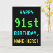 Spaß Vintag/Retro Videospiel Schauen 91. Geburtsta Karte (Gelbe Blume)