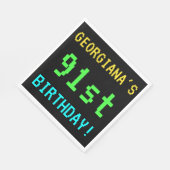 Spaß Vintag/Retro Videospiel Schauen 91. Geburtsta Serviette (Ecke)