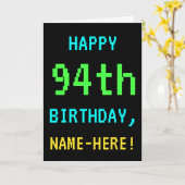 Spaß Vintag/Retro Videospiel Schauen 94. Geburtsta Karte (Gelbe Blume)