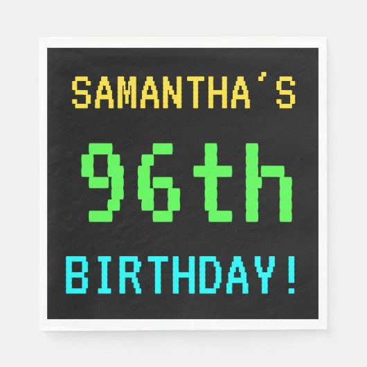 Spaß Vintag/Retro Videospiel Schauen 96. Geburtsta Serviette (Vorderseite)
