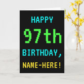 Spaß Vintag/Retro Videospiel Schauen 97. Geburtsta Karte (Gelbe Blume)