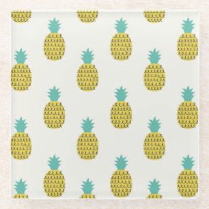 Spaß Vintage Ananas Nahtlose Illustration. Glasuntersetzer