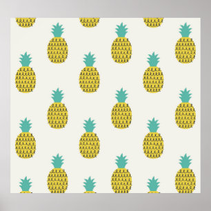 Spaß Vintage Ananas Nahtlose Illustration. Poster
