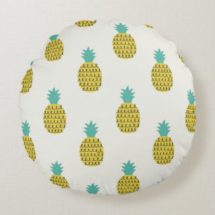 Spaß Vintage Ananas Nahtlose Illustration. Rundes Kissen