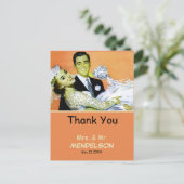 Spaß Vintage personalisierte Hochzeit Postkarte (Stehend Vorderseite)