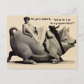 Spaß Vintage Postkarte Was mache ich in meiner Fre