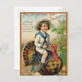 Spaß Vintager Erntedank Türkei Freundschaft Feiertagspostkarte (Vorne/Hinten)